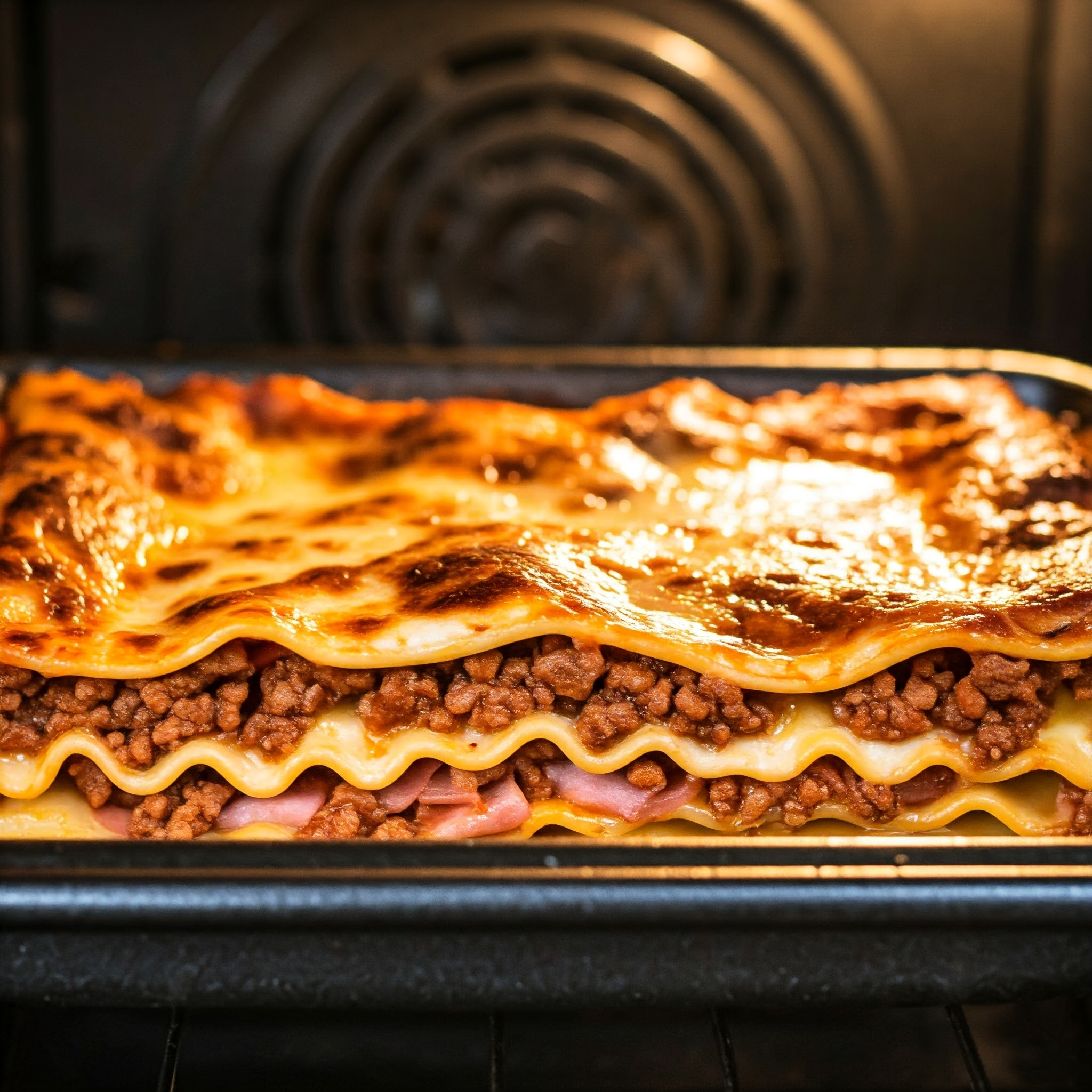 Lasanha à Bolonhesa com Muçarela e Presunto Cozinha da chácara